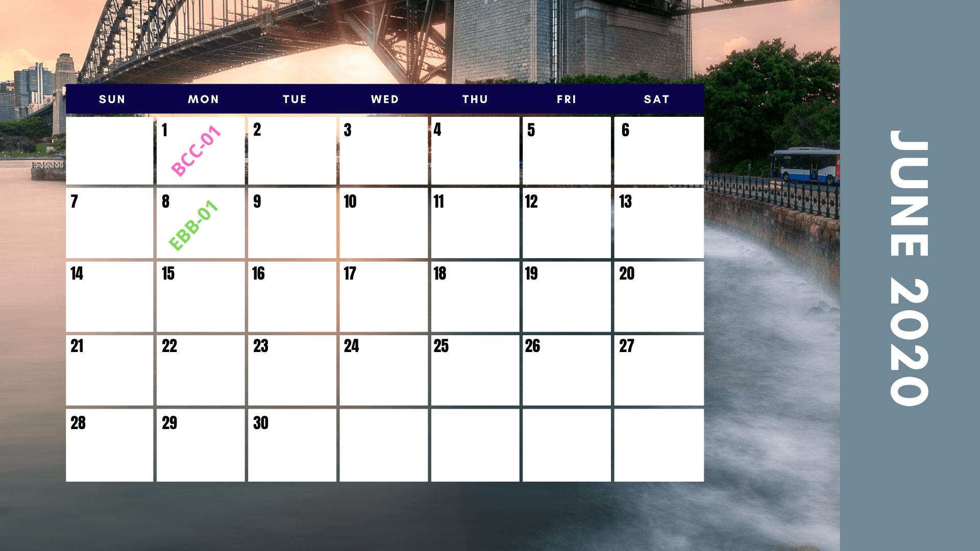 TBS Course Calendar June 2020